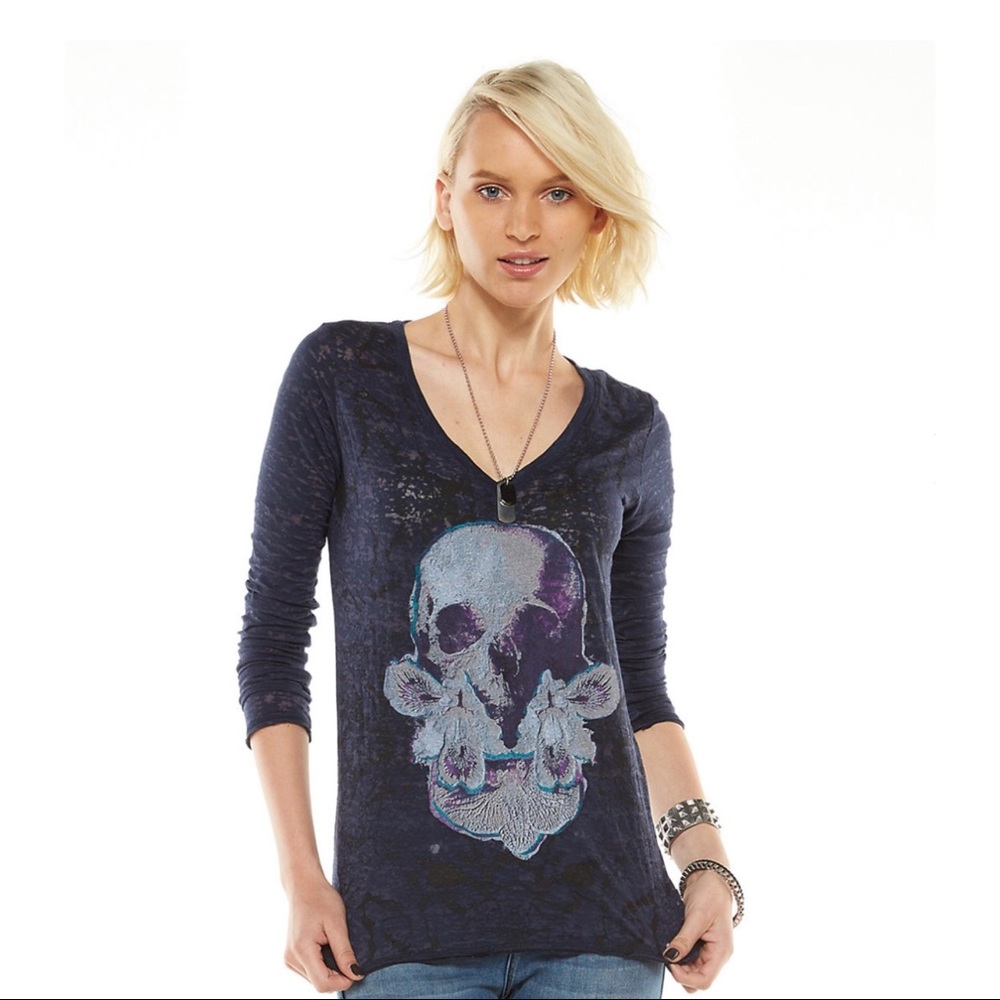 NWT Rock & Republic Burnout Long Sleeve Tee Size S